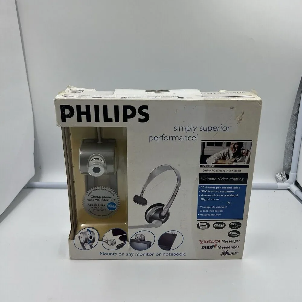 Philips SPC700NC USB Webcam New Sealed NOS Vintage PC Camera w/ Headset Mic